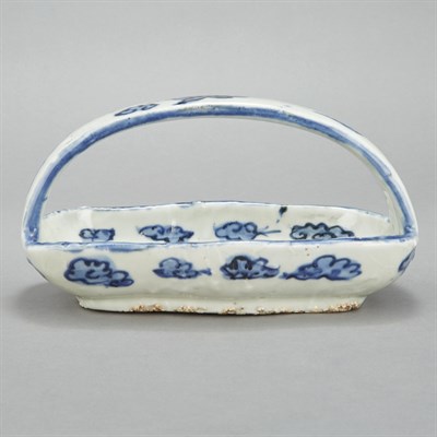 Lot 96 - Chinese Blue and White Glazed Porcelain Basket...