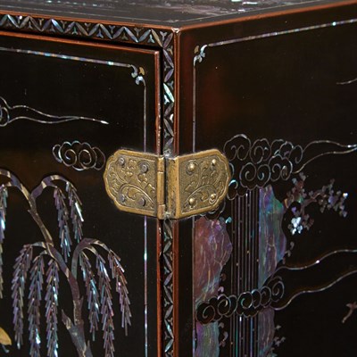 Lot 38 - Japanese Mother-of-Pearl Inlaid Black Lacquer...