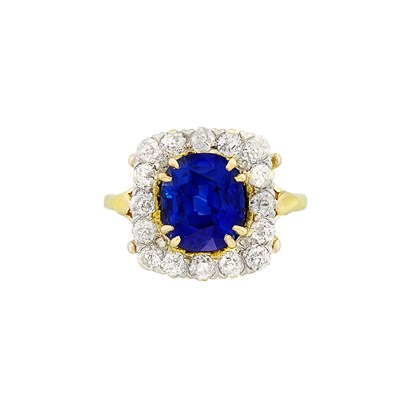 Lot 433 - Gold, Kashmir Sapphire and Diamond Ring