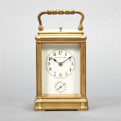 Lot 598 - Tiffany & Co. Brass Carriage Clock Height 6...