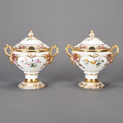 Lot 571 - Pair of Continental Porcelain Covered Sauce...