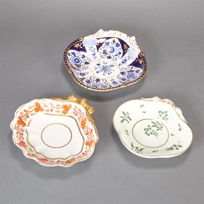 Lot 577 - Three English Porcelain Shell-Form Dishes...