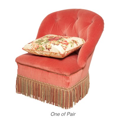 Lot 147 - Pair of Napoleon III Style Upholstered Tub Chairs