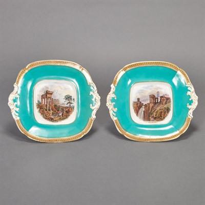 Lot 556 - Pair of Porcelain Cake Plates Decorated with...
