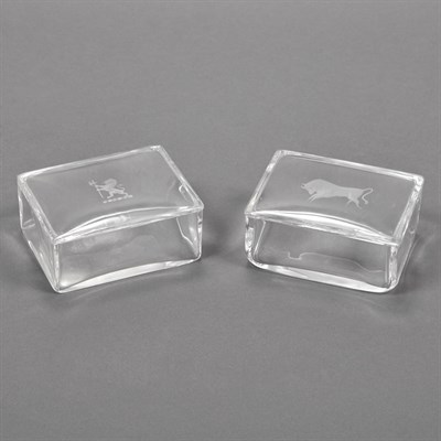 Lot 514 - Two Steuben Glass Covered Boxes Lengths 4 1/4...