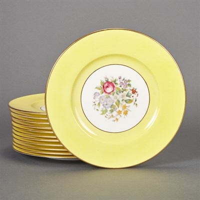 Lot 617 - Set of Twelve Cauldon Porcelain Floral...