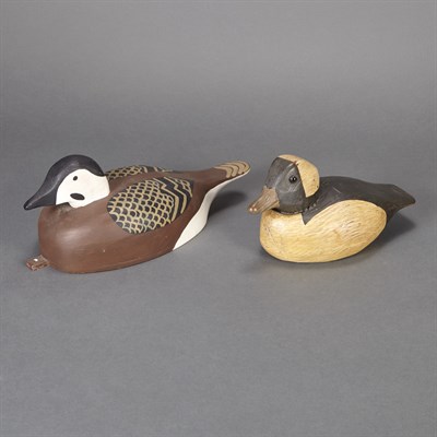 Lot 618 - Two Painted Wood Duck Decoys Length of larger...