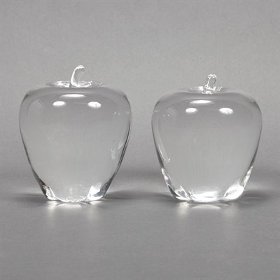 Lot 523 - Two Steuben Glass Apple-Form Paperweights...