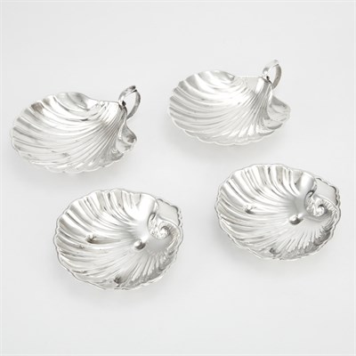 Lot 526 - Two Pairs of Sterling Silver Shell-Form Dishes...