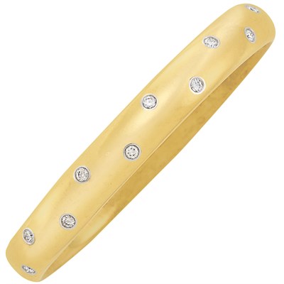 Lot 1 - Gold, Platinum and Diamond 'Etoile' Bangle Bracelet, Tiffany & Co.