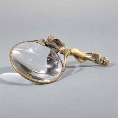 Lot 590 - Bronze Figural Desk Magnifying Glass Length 7...