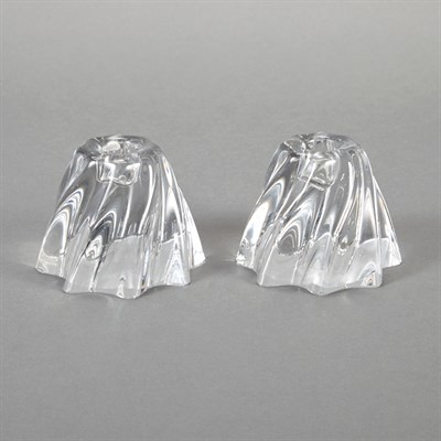 Lot 515 - Pair of Baccarat Fluted Glass Low Candlesticks...