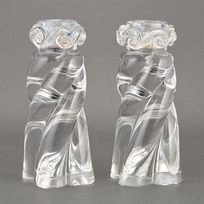 Lot 637 - Pair of Baccarat Glass Candlesticks Height 6...