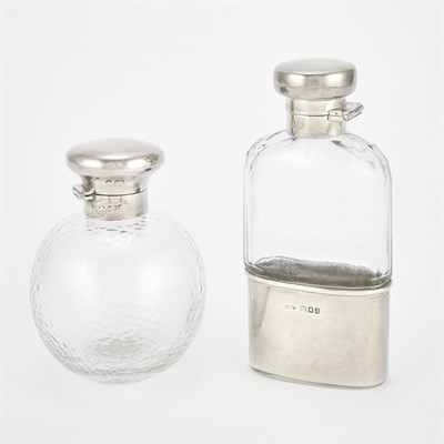 Lot 639 - English Silver Mounted Flask London, 1916...