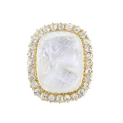 Lot 39 - Antique Gold, Moonstone Cameo and Diamond Ring