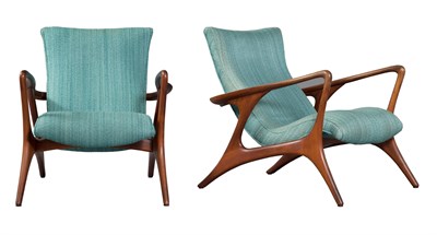 Lot 216 - Pair of Vladimir Kagan Upholstered Walnut...