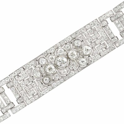 Lot 445 - Platinum and Diamond Bracelet