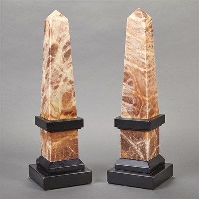 Lot 621 - Pair of Stone Obelisks; Together with a Pair...