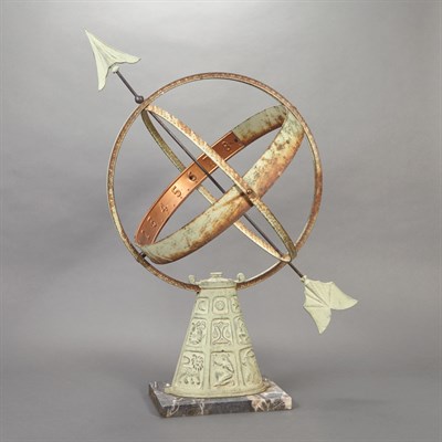 Lot 604 - Swedish Armillary Sundial with Zodiac Stand...