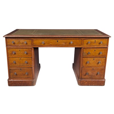 Lot 379 - English Oak Double-Pedestal Desk 19th Century...