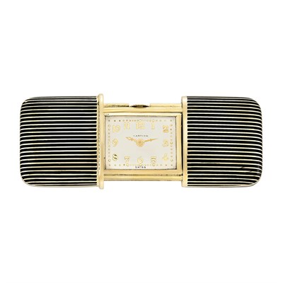 Lot 62 - Gold and Enamel 'Ermeto' Watch, Cartier, Movado