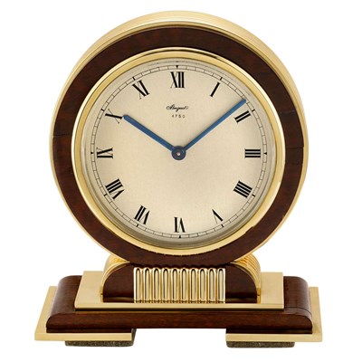 Lot 287 - Wood and Gold-Tone Metal Eight Day Desk Clock, Breguet, No. 4750