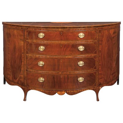 Lot 195 - Federal Inlaid Mahogany Demilune Side Cabinet...