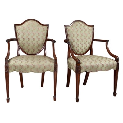 Lot 353 - Pair of George III Mahogany Open Armchairs...