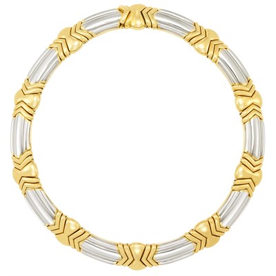 Lot 636 - Gold and Stainless Steel Necklace, Bulgari
