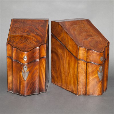 Lot 319 - Pair of George III Inlaid Mahogany Cutlery...
