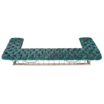 Lot 216 - Tufted Upholstered Steel and Iron Club Fender...