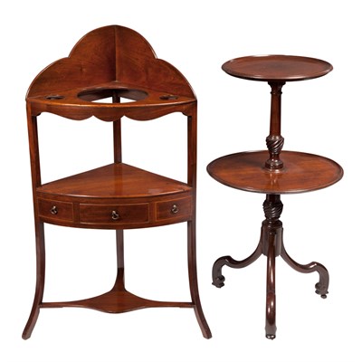 Lot 309 - George III Mahogany Corner Basin Stand;...