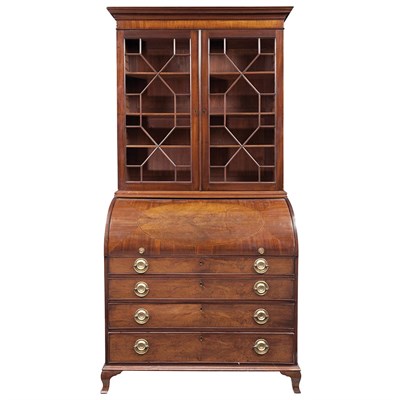 Lot 170 - George III Inlaid Mahogany Bookcase/Cylinder...