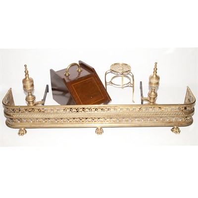 Lot 299 - Group of Brass Fireplace Equipment Comprising...