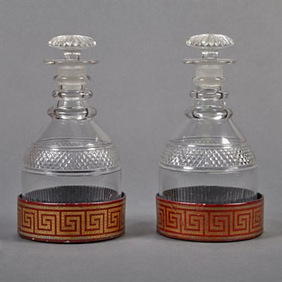 Lot 483 - Pair of Regency Cut Glass Stoppered Decanters...