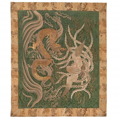Lot 21 - Japanese Silk Embroidered Wall Hanging Meiji...
