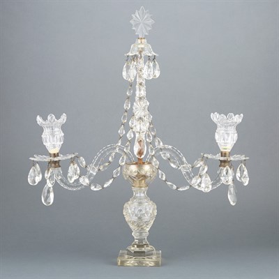 Lot 485 - Pair of George III Cut Glass Two-Light...