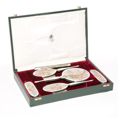 Lot 518 - Enamel and Sterling Silver Vanity Set Retailed...