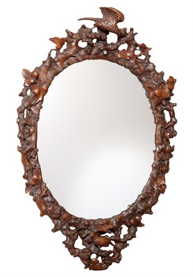 Lot 426 - Black Forest Rustic Style Carved Walnut Mirror...