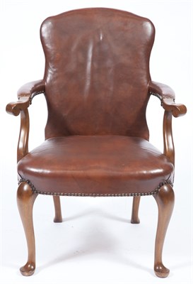 Lot 379 - Pair of George II Style Leather Upholstered...