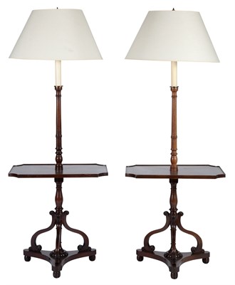 Lot 169 - Pair of Regency Style Mahogany Floor Lamps...