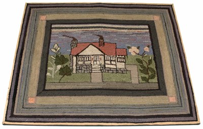 Lot 475 - Hooked Rug America, circa 1900 A house within...