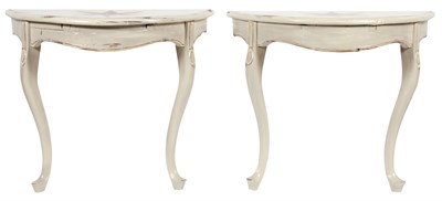 Lot 347 - Pair of Rococo Style White Painted and...