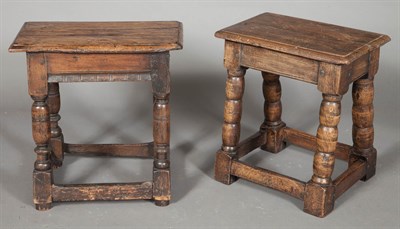 Lot 167 - Two Oak Joint Stools Height of larger 18 3/4...