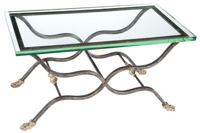 Lot 155 - Iron and Brass Low Table Height 20 inches,...