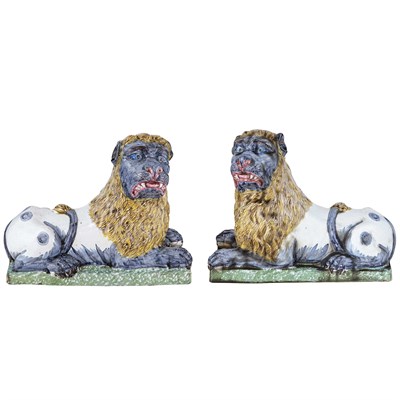 Lot 146 - Pair of Continental Faience Figures of...