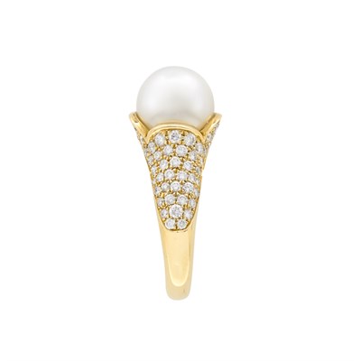 Lot 6 - Gold, Cultured Pearl and Diamond Ring, Boucheron, France