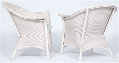 Lot 373 - Pair of White Painted Wicker and Metal...