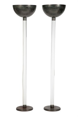 Lot 455 - Pair of Acrylic and Chrome Metal Torchères In...