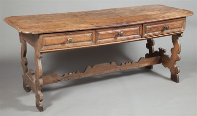 Lot 459 - Continental Fruitwood Trestle Table Height 30...